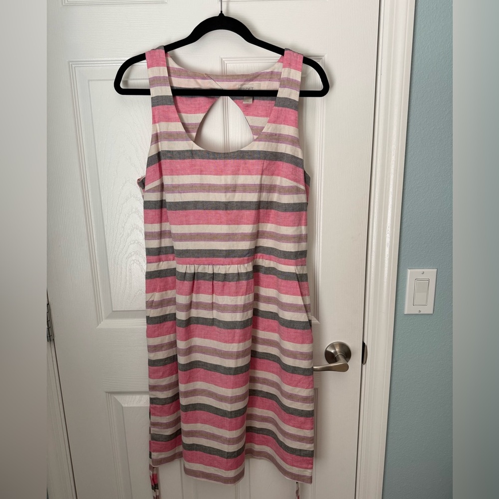 LOFT Linen Blend Striped Dress